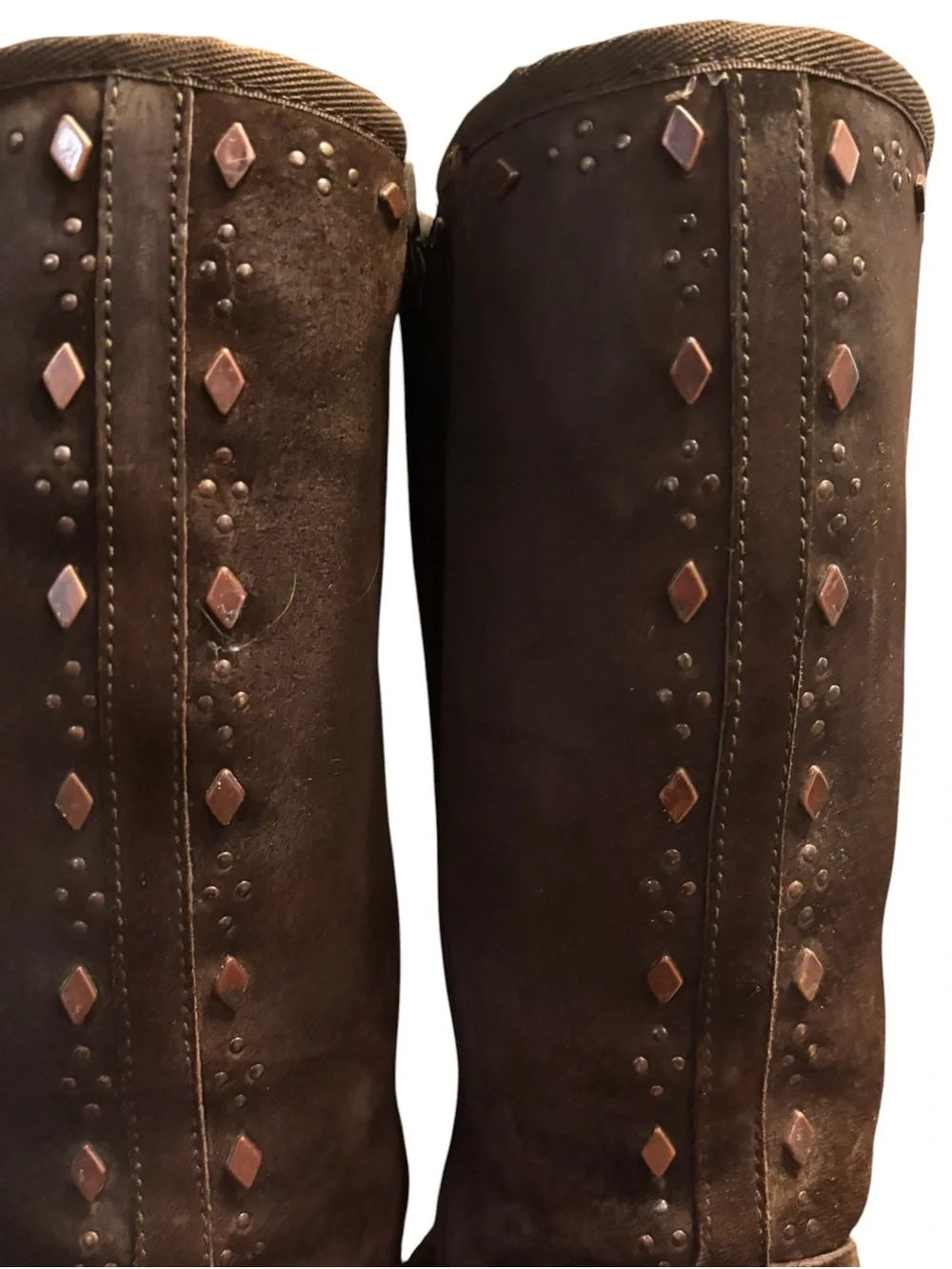 UGG Cosita Boots Sz 7 Brown Beaded Suede Shearling F3006F